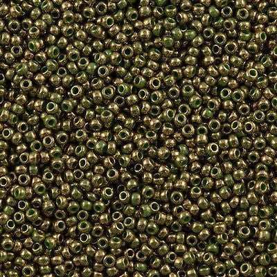 11/o Japanese Seed Bead 1702 npf Gold Marbled - Beads Gone Wild
