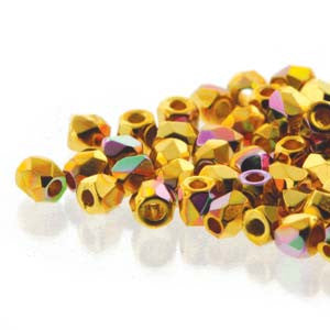2mm Fire Polish Crystal Gold Plt AB 150 beads - Beads Gone Wild
