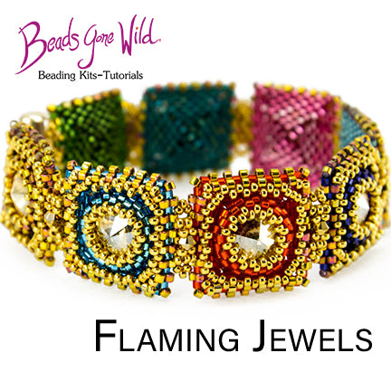 Colorful beaded bracelet with 'Beads Gone Wild' branding on a white background