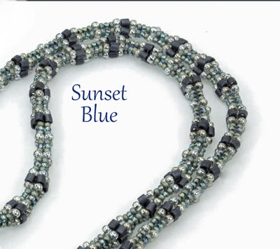 Sunset Herringbone Beaded Rope Necklace Blue