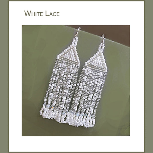 White Lace Beaded Earring Kit