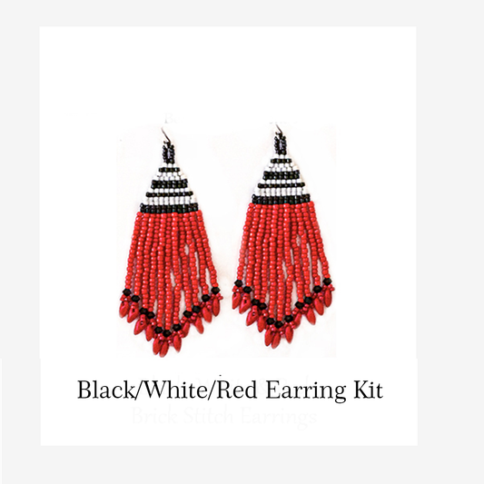 Black, White & Red Brick Stitch Earrings Kit