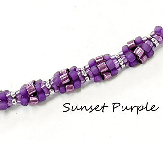 “Tubular herringbone beaded rope necklace in  purple,  tones with toggle clasp — Beads Gone Wild Sunset Necklace Kit.