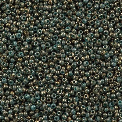 11/o Japanese Seed Bead 1703 npf Gold Marbled - Beads Gone Wild
