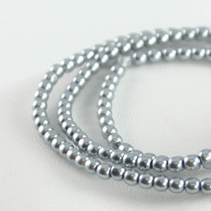 2mm Czech Pearl Lt Grey Satin 150 pcs - Beads Gone Wild

