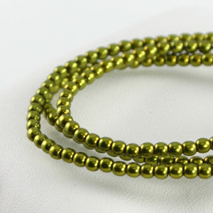 2mm Czech Pearl Olivine 150 pcs - Beads Gone Wild
