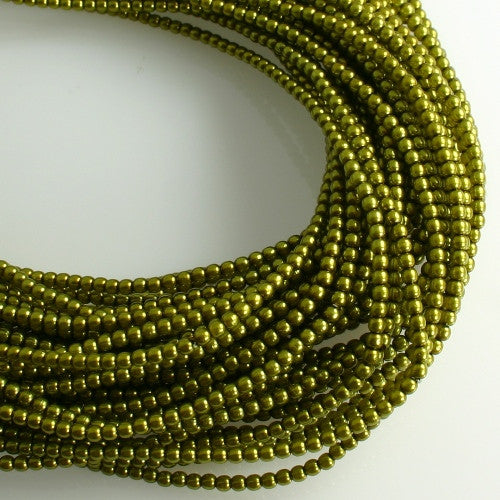 2mm Czech Pearl Olive 150 pcs - Beads Gone Wild
