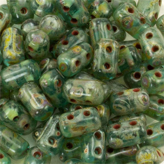 Aquarmarine Travertine Dark Rulla 3x5 3" Tube - Beads Gone Wild
