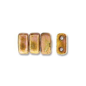 Bricks 3x6mm ROSE/GLD TPZ LUSTER OPQ 50pcs - Beads Gone Wild
