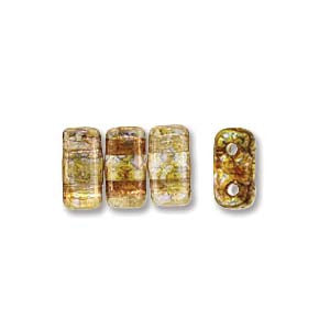 Bricks 3x6mm TRNSP GOLD/SM.TOPAZ LUSTER 50pcs - Beads Gone Wild
