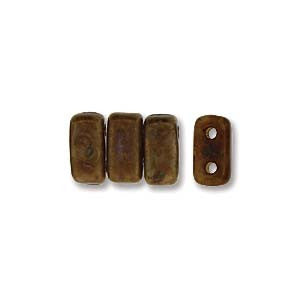 Bricks 3x6mm LT BEIGE - COPPER PICASSO OPAQUE 50pcs - Beads Gone Wild
