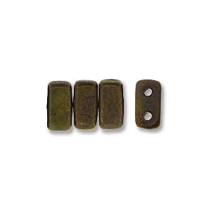 Bricks 3x6mm OLIVE - COPPER PICASSO OPAQUE 50pcs - Beads Gone Wild
