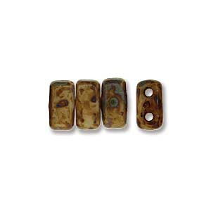 Bricks 3x6mm LT. BEIGE - PICASSO OPAQUE 50pcs - Beads Gone Wild
