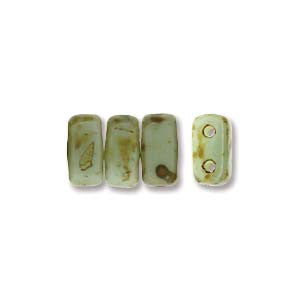 Bricks 3x6mm OPAQUE PALE TURQUOISE PICASSO 50pcs - Beads Gone Wild

