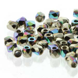 2mm Fire Polish Crystal Nickel Plt AB 150 beads - Beads Gone Wild
