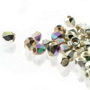 2mm Fire Polish Crystal Silver Plt AB 150 beads - Beads Gone Wild

