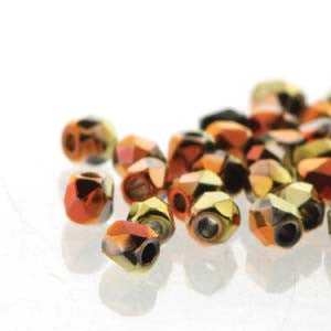 2mm Fire Polish Jet California Gold Rush 150 beads - Beads Gone Wild
