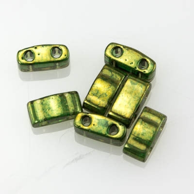 Tila-Half 5mm 306 Olive Green Gold Luster 10 grams - Beads Gone Wild
