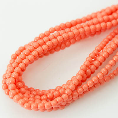 3mm Czech Pearl Peach Coral 150 pcs - Beads Gone Wild
