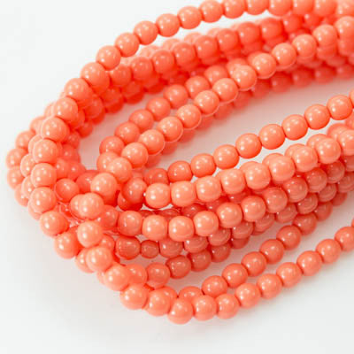 4mm Czech Pearl Peach Coral 120 pcs - Beads Gone Wild
