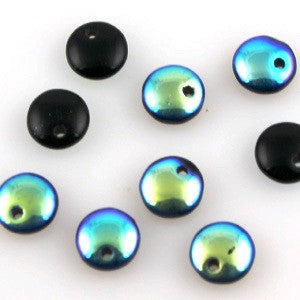 Lentil Beads 6mm Jet AB 50pcs - Beads Gone Wild
