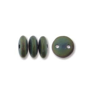 Lentil 6mm 2 holes IRIS GRN MATTE 50pcs - Beads Gone Wild
