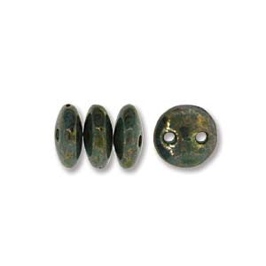 Lentil 6mm 2 holes PICASSO TURQ BRNZ 50pcs - Beads Gone Wild
