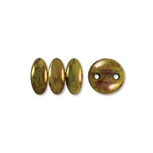 Lentil 6mm 2 holes PICASSO CHARTR BRNZ 50pcs - Beads Gone Wild
