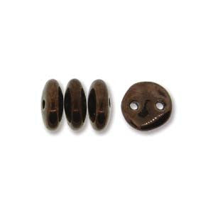 Lentil 6mm 2 holes BRONZE DARK 50pcs - Beads Gone Wild
