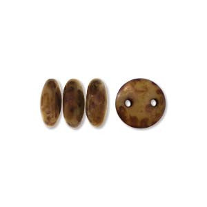 Lentil 6mm 2 holes PICASSO BEIGE COPPER 50pcs - Beads Gone Wild
