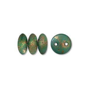 Lentil 6mm 2 holes TURQ COPPER PICASSO 50pcs - Beads Gone Wild
