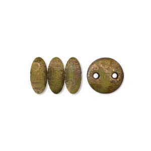 Lentil 6mm 2 holes CPPR PICASSO CHARTREUSE 50pcs - Beads Gone Wild
