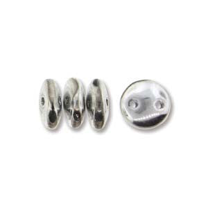 Lentil 6mm 2 holes SILVER SILVER 50pcs - Beads Gone Wild
