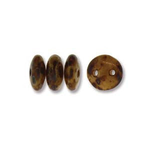 Lentil 6mm 2 holes PICASSO BEIGE 50pcs - Beads Gone Wild
