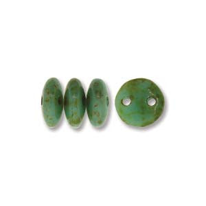 Lentil 6mm 2 holes PICASSO OPAQUE TURQ 50pcs - Beads Gone Wild
