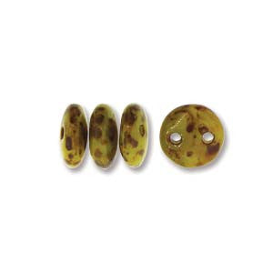 Lentil 6mm 2 holes PICASSO CHARTREUSE 50pcs - Beads Gone Wild
