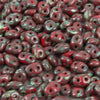 Super Duo Coral Red Trav Dark 2.5x5mm - Beads Gone Wild