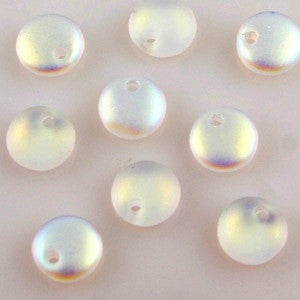 Lentil Beads 6mm Matte Crystal AB 50pcs - Beads Gone Wild
