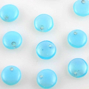 Lentil Beads 6mm Milky Aquamarine 50pcs - Beads Gone Wild
