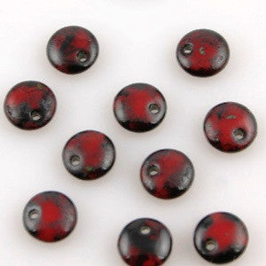 Lentil Beads 6mm Opaque Red Black Picasso 50pcs - Beads Gone Wild

