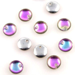 Lentil Beads 6mm Silver Pink Crystal 50pcs - Beads Gone Wild
