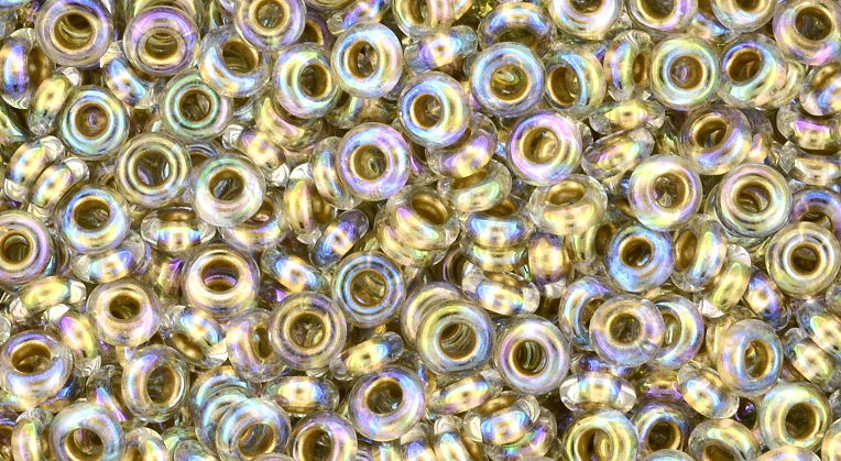 8/o Gold Lined Rainbow Crystal Toho Demi Round Bead - Beads Gone Wild
