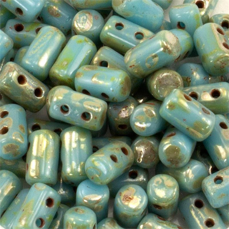 Turquoise Blue Picasso Rulla 3x5 3" Tube - Beads Gone Wild
