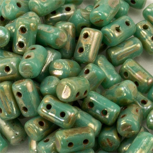 Turquoise Green Picasso Rulla 3x5 3" Tube - Beads Gone Wild
