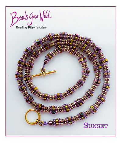 Sunset Herringbone Beaded Rope Necklace Violet