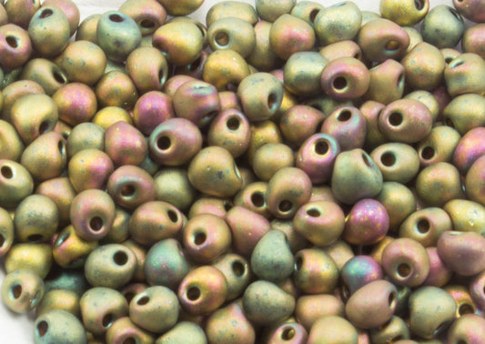 Tiny Drops Miyuki 3" Matte Met Khaki Iris 3.4mm - Beads Gone Wild
