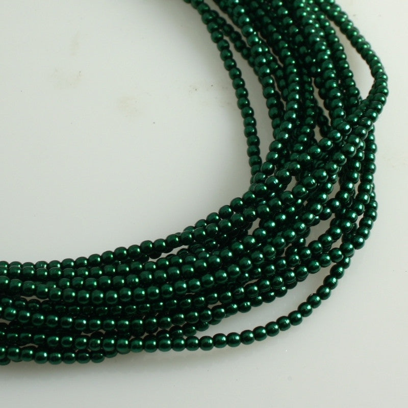 2mm Czech Pearl Deep Emerald 150 pcs - Beads Gone Wild
