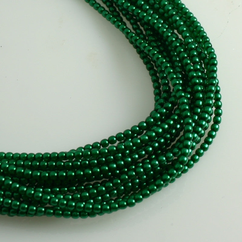 2mm Czech Pearl Emerald 150 pcs - Beads Gone Wild

