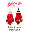Black, White & Red  Brick Stitch Earrings Kit