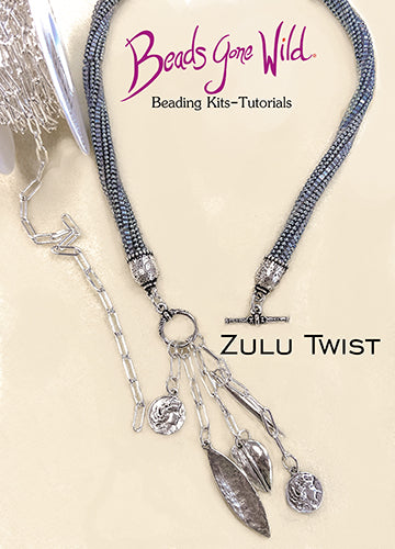 TWISTED BLADE SILVER BEADED NECKLACE WITH DANGLING DAGGER CHARM